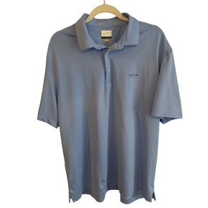 Greg Norman Mens XL Performance Golf Polo Shirt Blue Play Dry Shark Logo